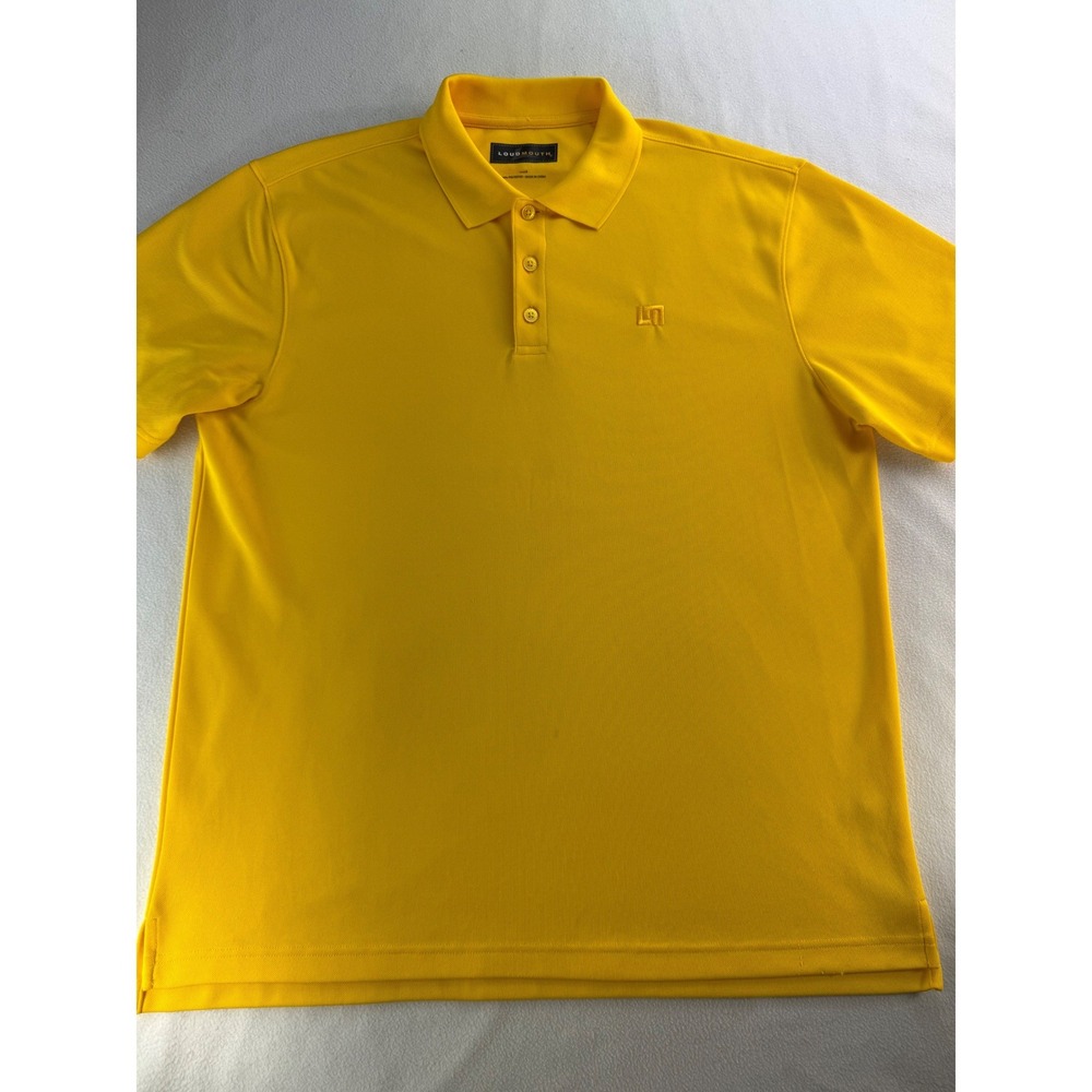 Loudmouth‎ Golf Polo Shirt Mens Yellow Short Sleeve Embroidered Logo Size L - Picture 2 of 16